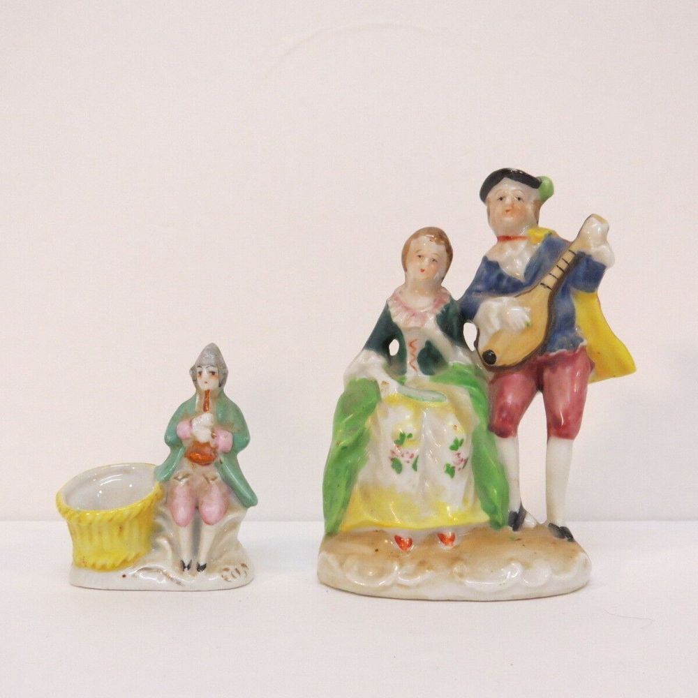 Occupied Japan Victorian Figurines Man Woman Planter Vintage